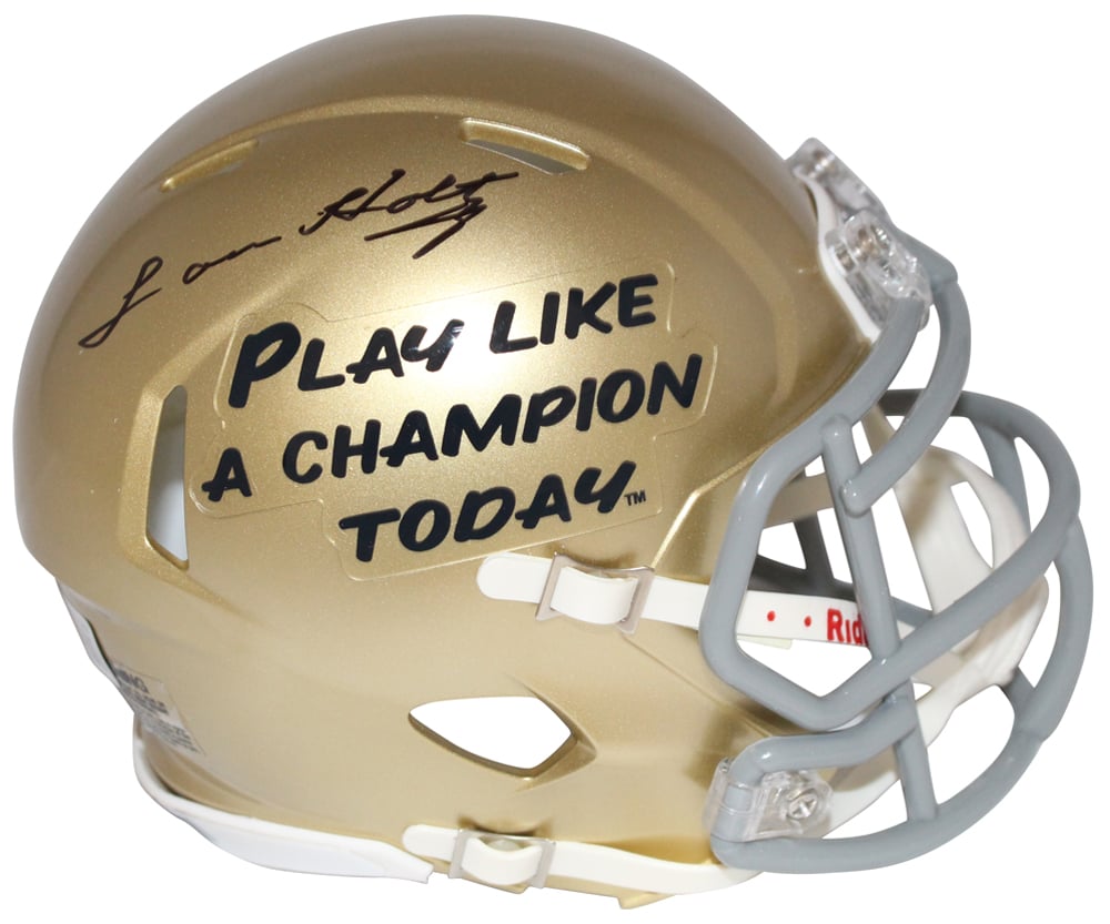 Lou Holtz Signed Notre Dame Mini Helmet PLAC – Beckett Authenticated-Powers Sports Memorabilia