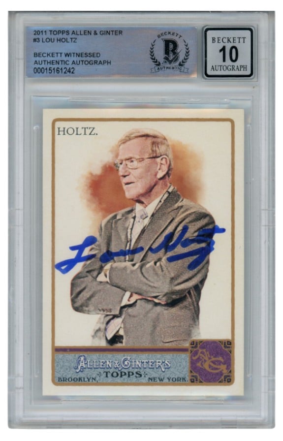 Lou Holtz Signed 2011 Allen&Ginter 3 Trading Card Slab – Beckett Authenticated-Powers Sports Memorabilia