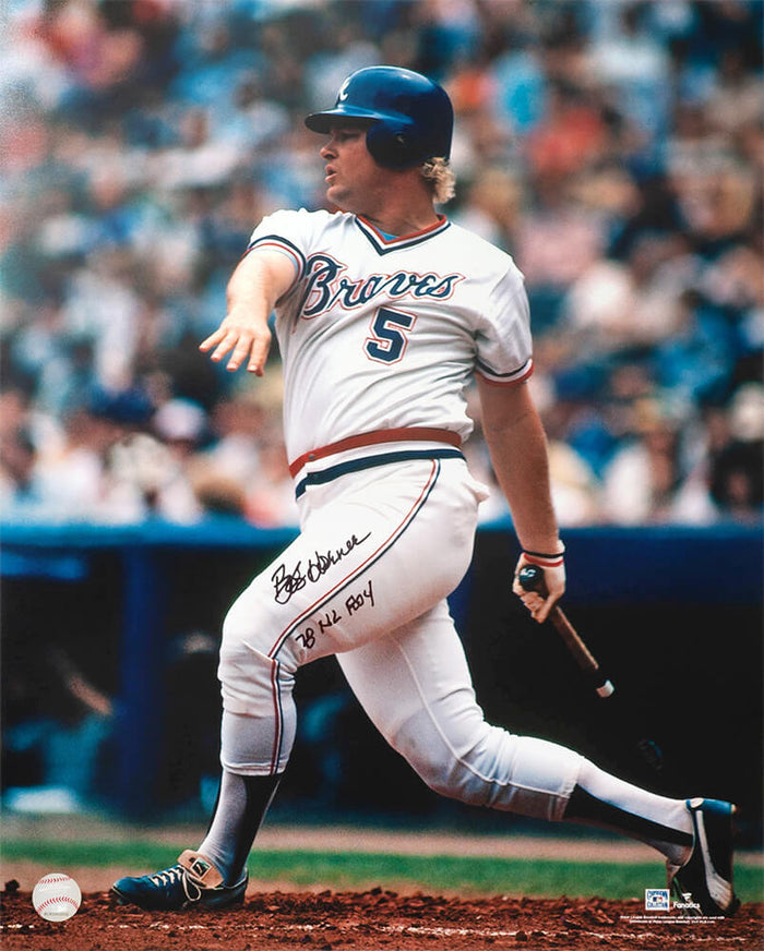 Bob Horner Autographed Atlanta Braves Batting 16x20 Photo with 78 NL ROY-Powers Sports Memorabilia