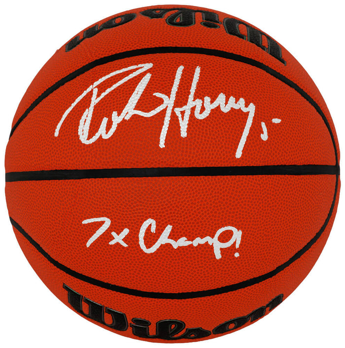 Robert Horry Autographed Wilson Indoor/Outdoor NBA Basketball with 7x Champs-Powers Sports Memorabilia