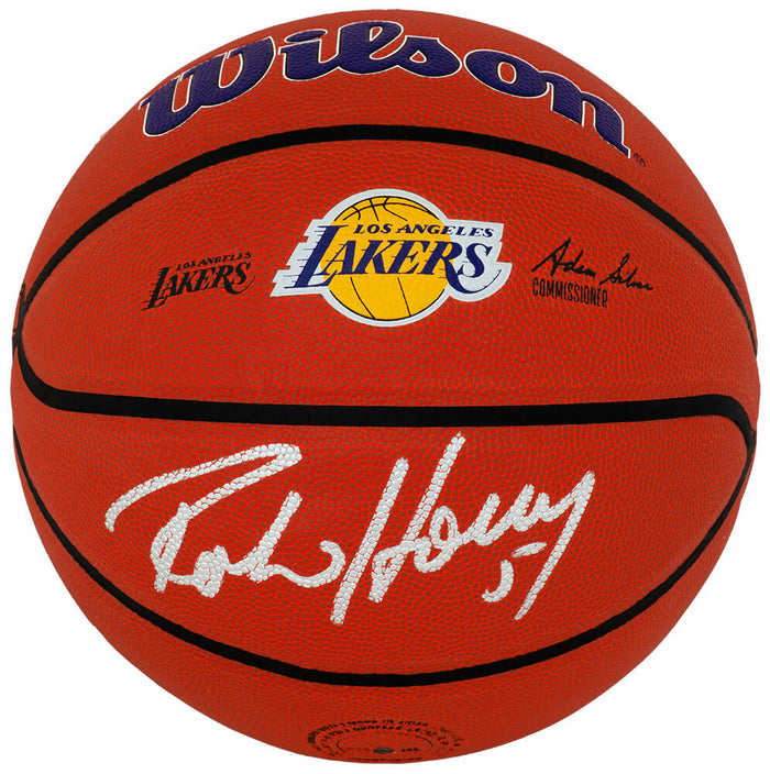 Robert Horry Autographed Los Angeles Lakers Logo Wilson NBA Basketball-Powers Sports Memorabilia