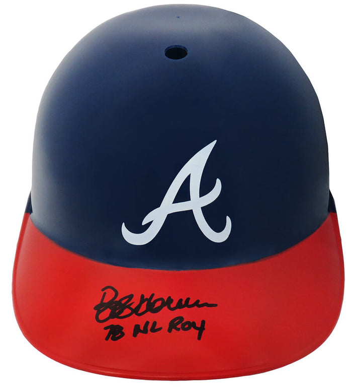 Bob Horner Autographed Atlanta Braves Replica Souvenir Batting Helmet with 78 NL ROY-Powers Sports Memorabilia