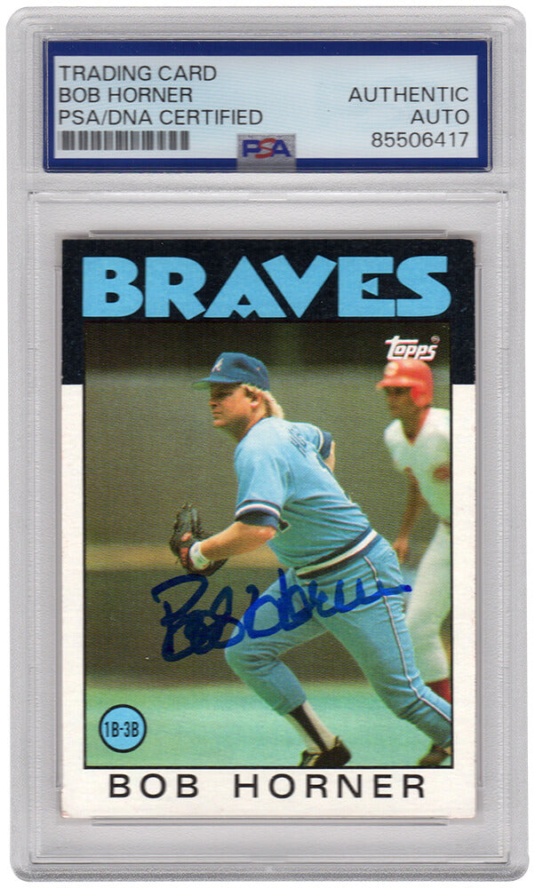 Bob Horner Atlanta Braves Autographed 1986 Topps Baseball Card #220 PSA-Powers Sports Memorabilia