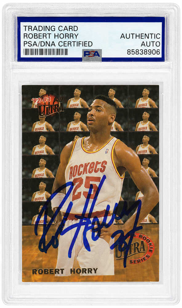 Robert Horry Autographed Houston Rockets 1992-93 Fleer Ultra Rookie Series Basketball Card #3  (PSA Encapsulated)-Powers Sports Memorabilia