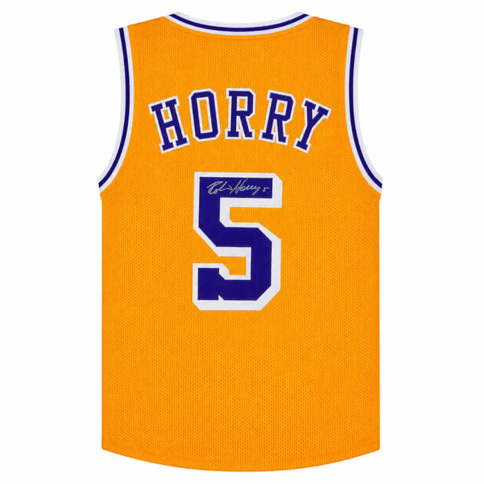 Robert Horry Autographed Gold Custom Basketball Jersey-Powers Sports Memorabilia