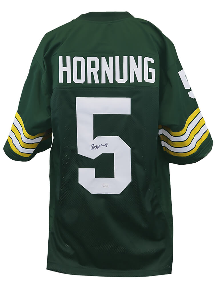 Paul Hornung Autographed Green Throwback Custom Football Jersey JSA-Powers Sports Memorabilia