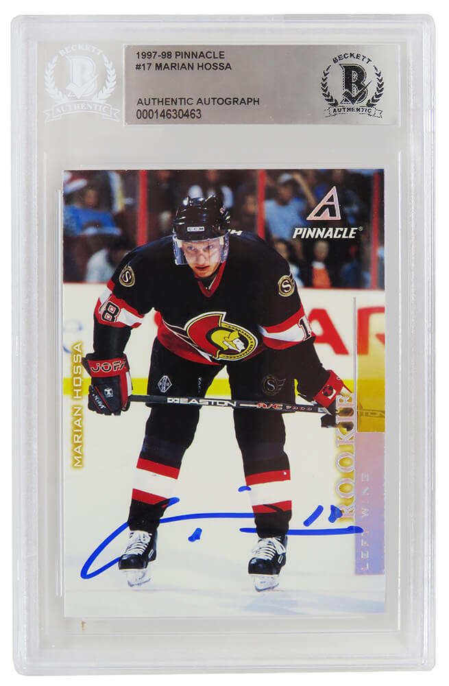Marian Hossa Autographed Ottawa Senators 1997 Pinnacle Rookie Card #17-Powers Sports Memorabilia