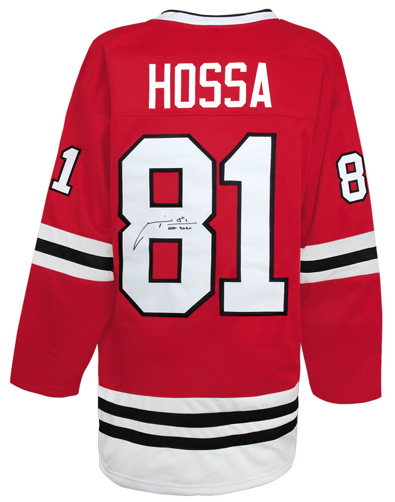 Marian Hossa Autographed Red Custom Hockey Jersey with HOF 2020-Powers Sports Memorabilia