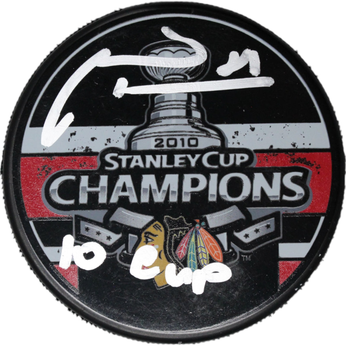 Marian Hossa Chicago Blackhawks Signed Hockey Puck - Hockey Puck 10 Cup Beckett Beckett-Powers Sports Memorabilia