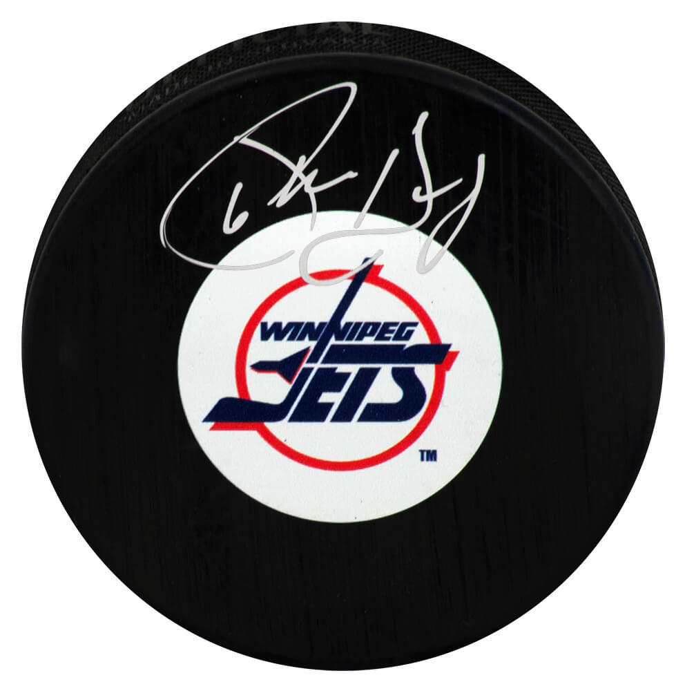 Phil Housley Winnipeg Jets Autographed New York (Medium) Logo Hockey Puck-Powers Sports Memorabilia