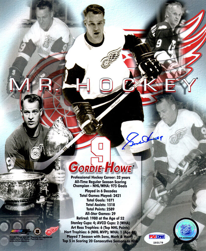 Gordie Howe Detroit Red Wings Autographed Career Collage 8x10 Photo PSA/DNA
