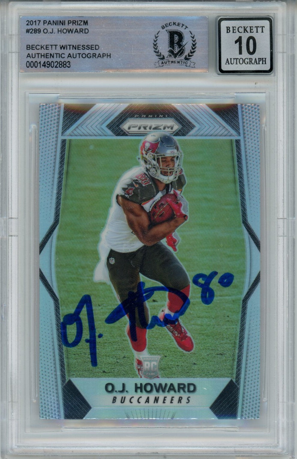 OJ Howard Signed Tampa Bay Bucs 2017 Prizm #289 Beckett Auto 10 Beckett-Powers Sports Memorabilia