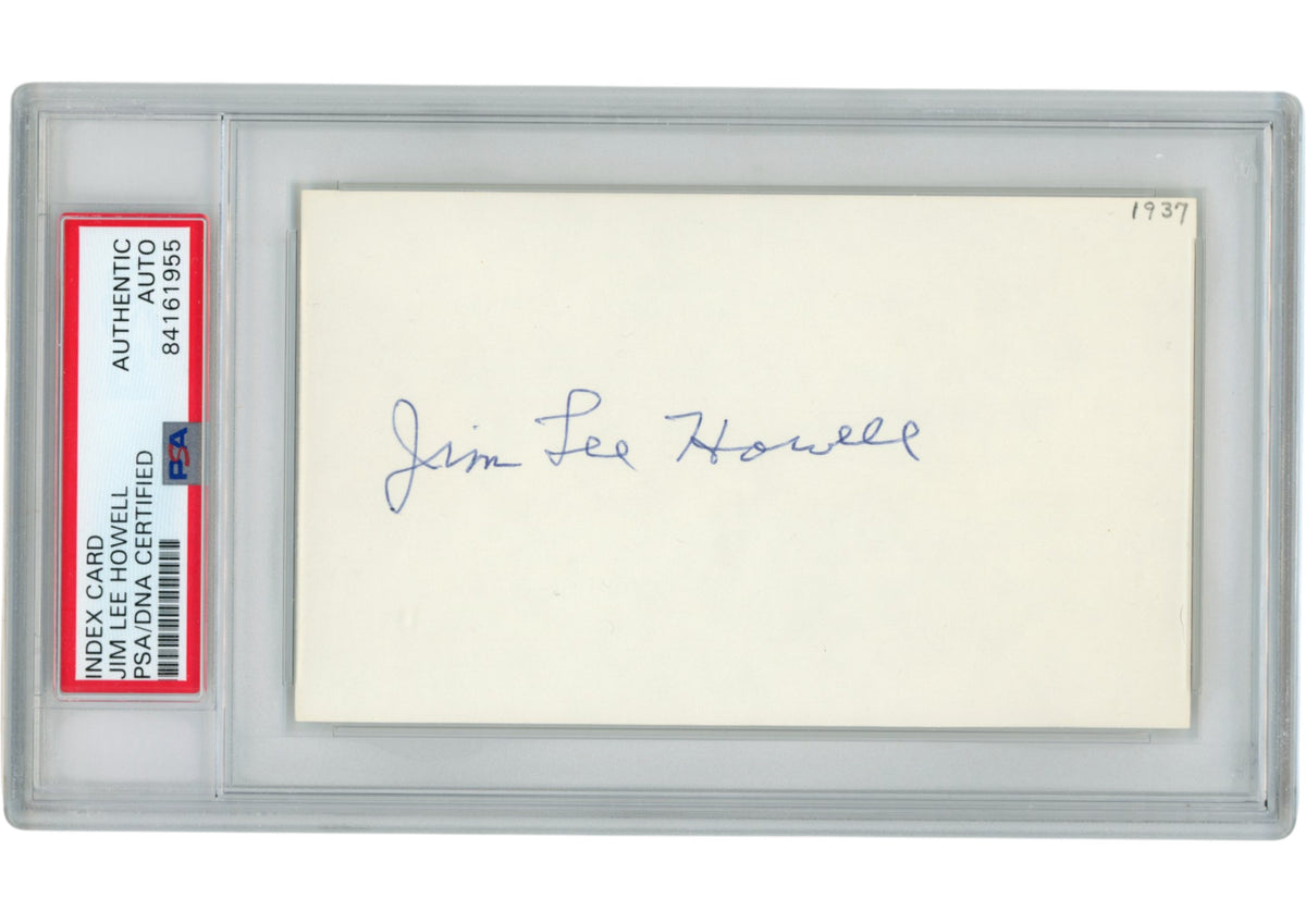 Jim Lee Howell New York Giants Signed Mini Helmet - Index Slabbed PSA PSA-Powers Sports Memorabilia