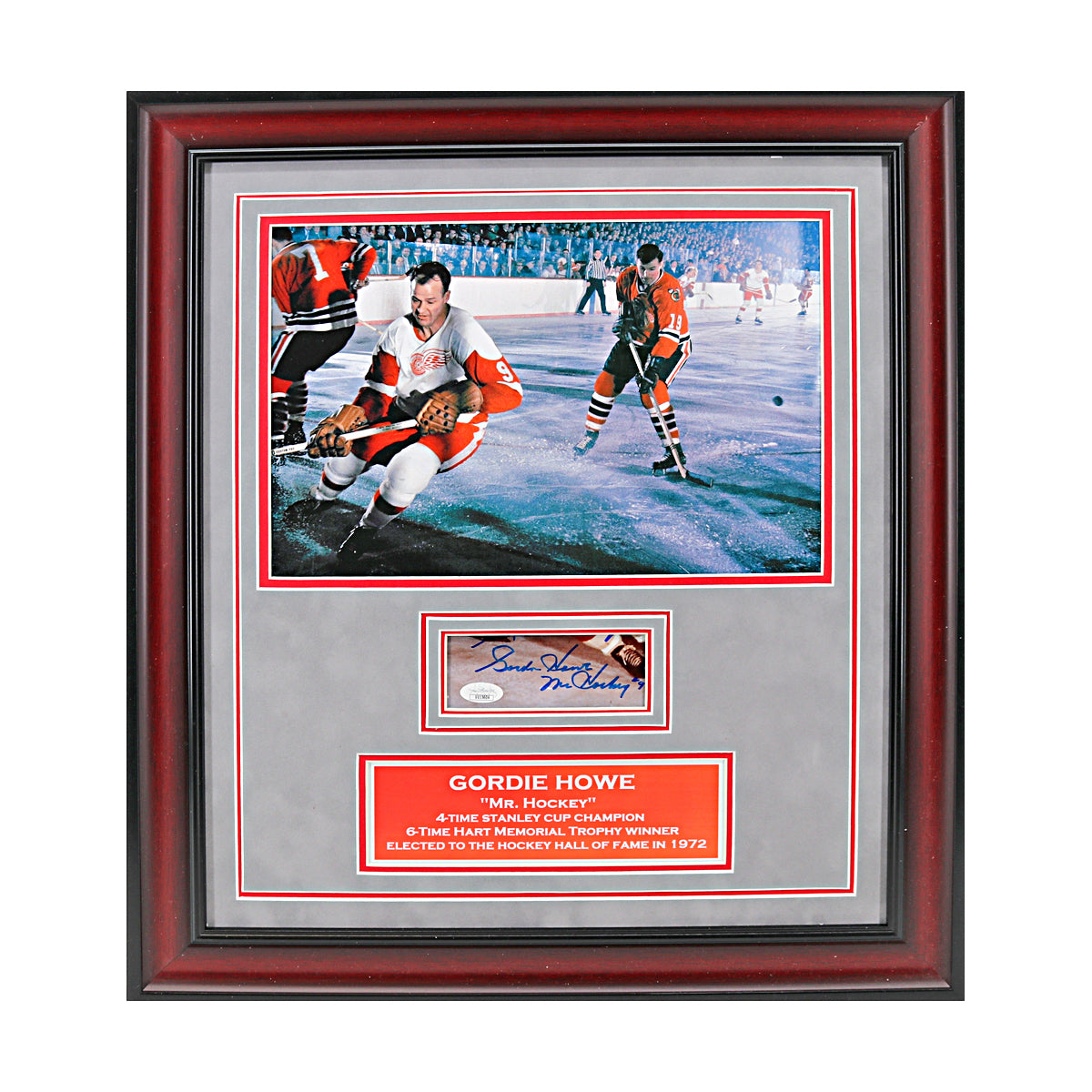 Gordie Howe Detroit Red Wings Signed Framed Cut Chit Collage (JSA COA #CD21669)-Powers Sports Memorabilia