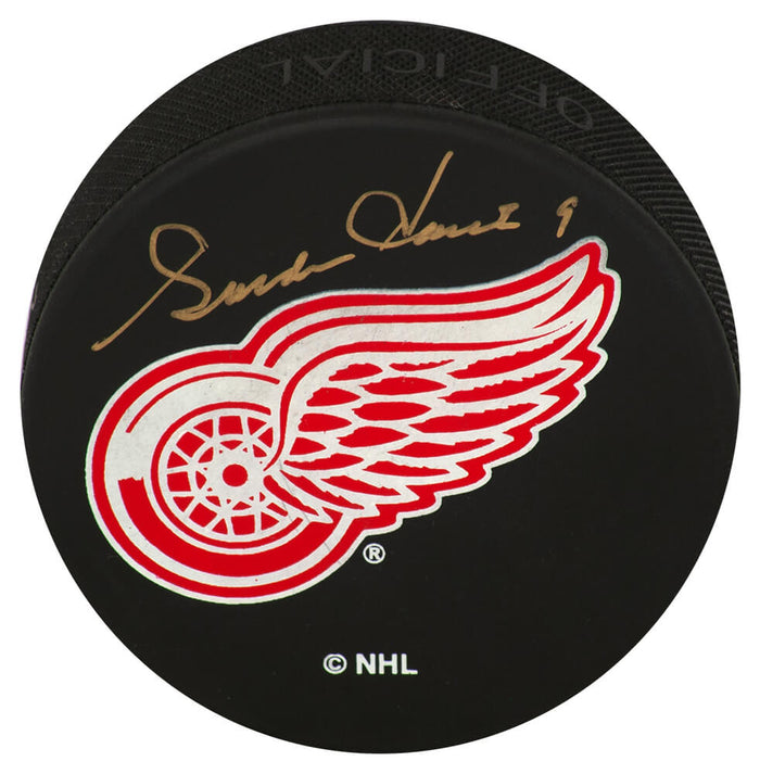 Gordie Howe Autographed Red Wings Logo Hockey Puck - (JSA COA)-Powers Sports Memorabilia