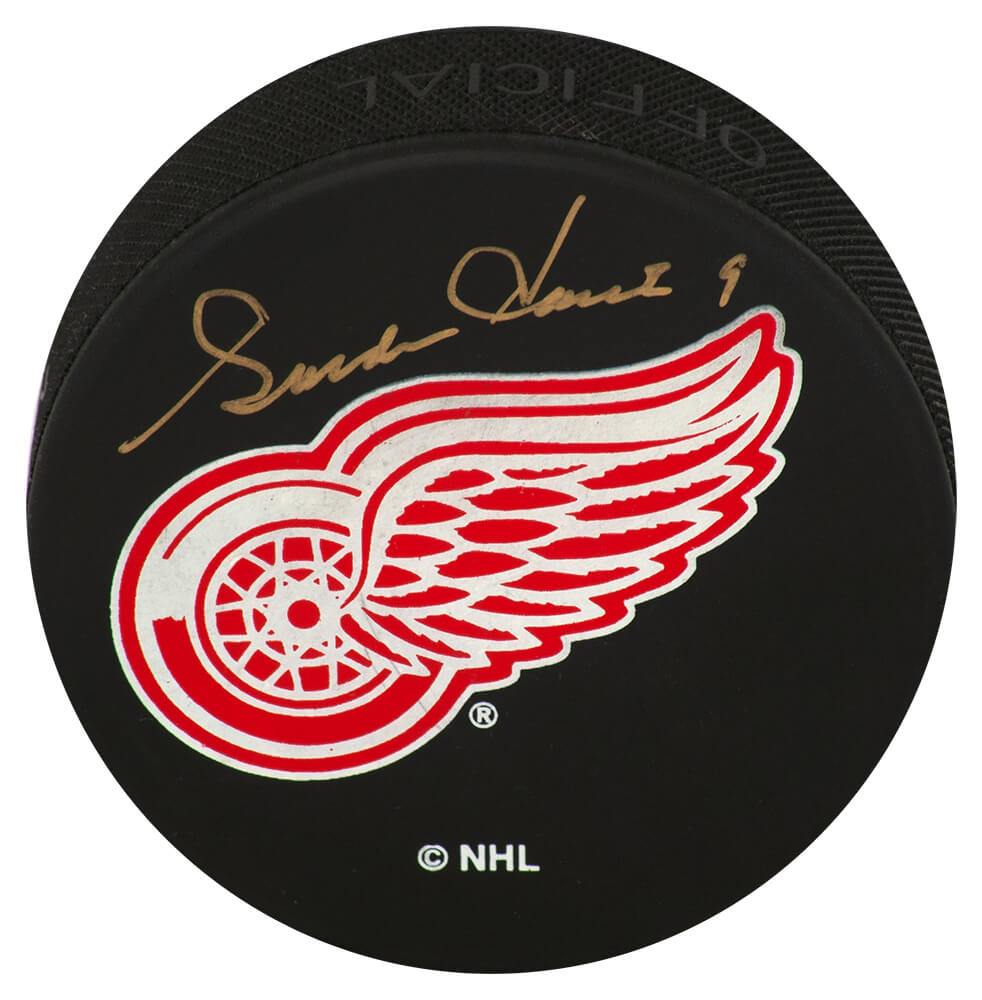 Gordie Howe Autographed Red Wings Logo Hockey Puck - (JSA COA)-Powers Sports Memorabilia