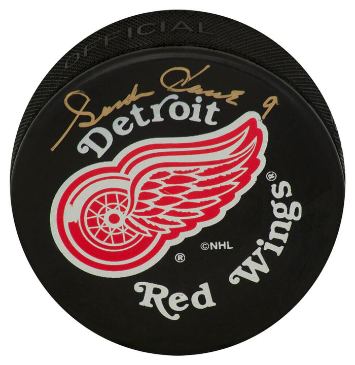 Gordie Howe Autographed Red Wings Large Logo Hockey Puck - (JSA COA)-Powers Sports Memorabilia