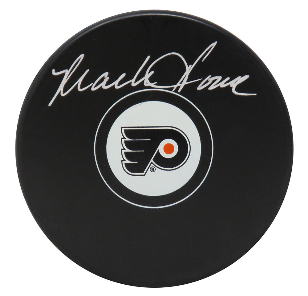 Mark Howe Autographed Philadelphia Flyers Hockey Puck-Powers Sports Memorabilia