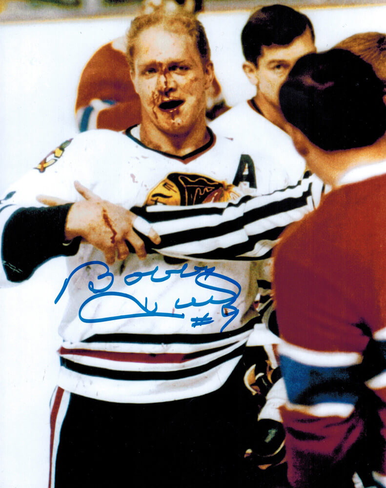 Bobby Hull Autographed Blackhawks Blood 8x10 Photo-Powers Sports Memorabilia