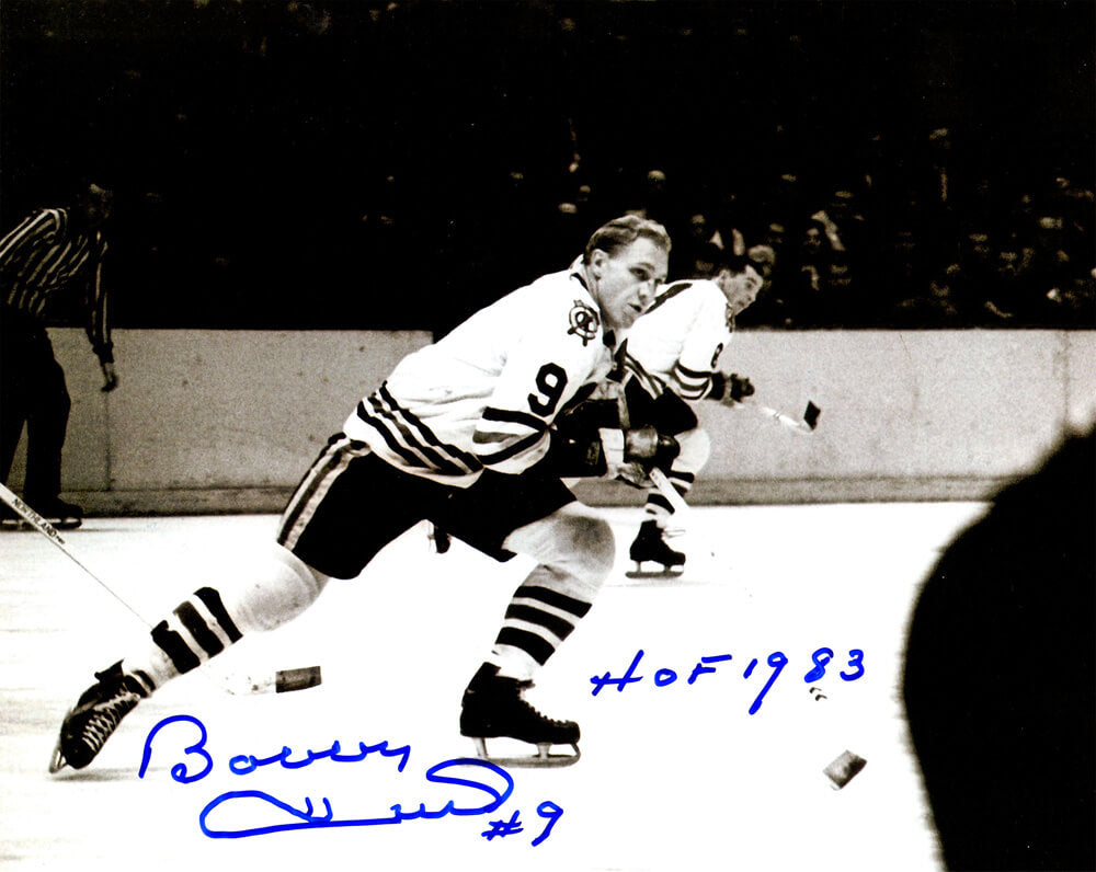 Bobby Hull Chicago Blackhawks Autographed Horizontal In Game Skating B&W