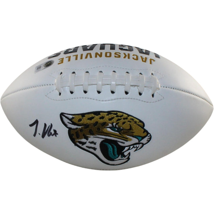 Travis Hunter Signed Jacksonville Jaguars Logo Football – Beckett Witness Authenticated-Powers Sports Memorabilia