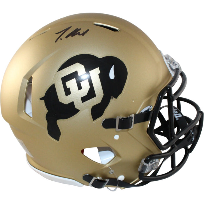 Travis Hunter Signed Colorado Buffaloes Authentic Helmet Beckett WIT-Powers Sports Memorabilia