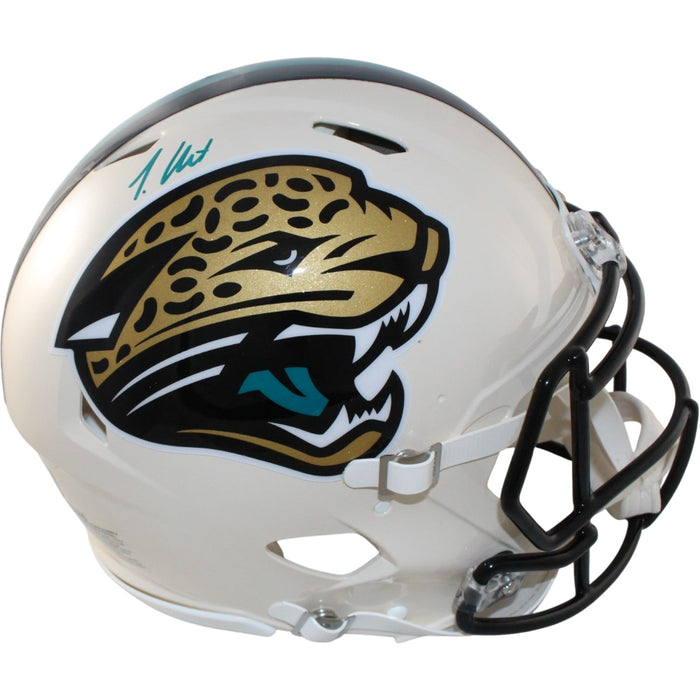 Travis Hunter Signed Jacksonville Jaguars Retro Pro Helmet Beckett W-Powers Sports Memorabilia