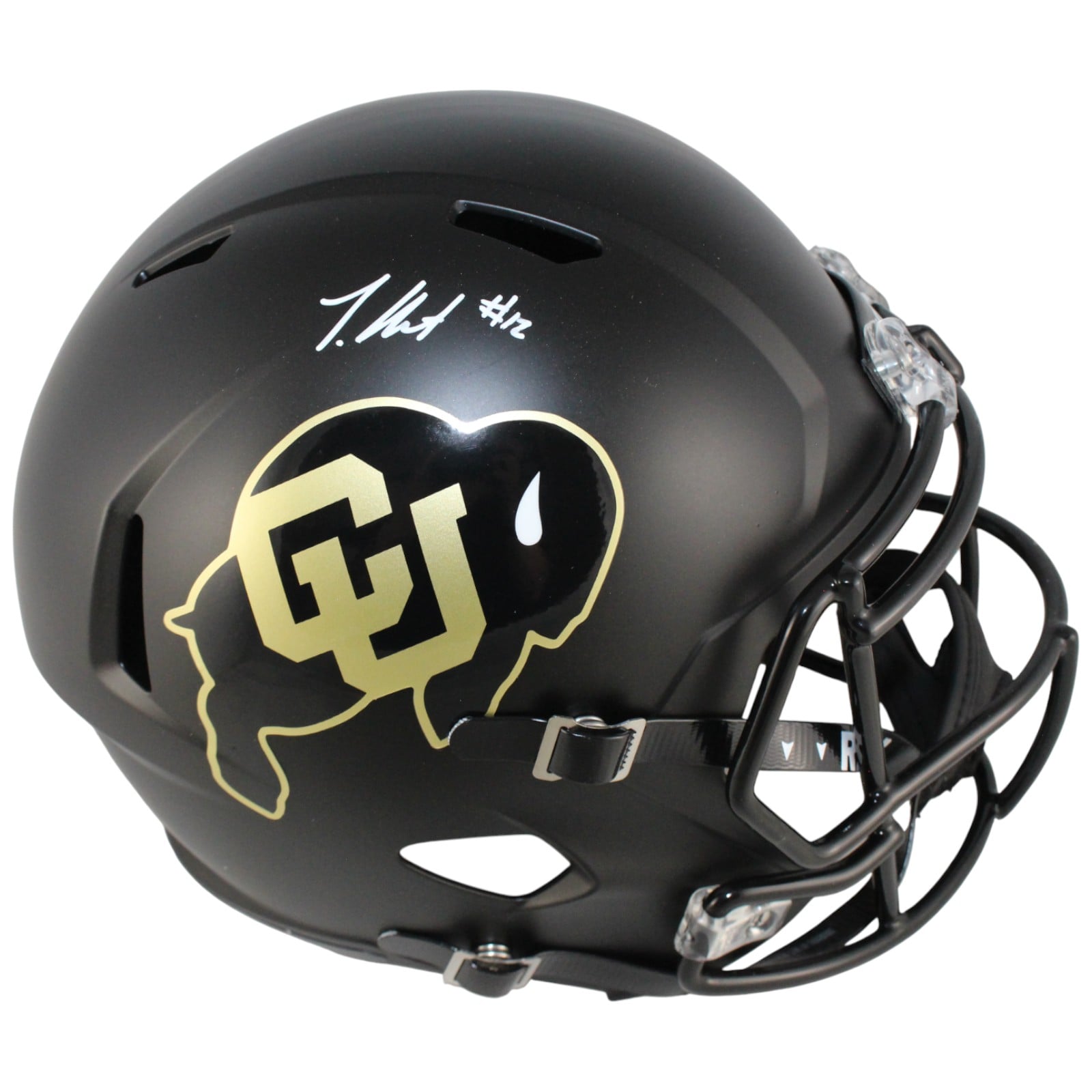 Travis Hunter Signed Colorado Buffaloes Full-Size Black Helmet Beckett W-Powers Sports Memorabilia