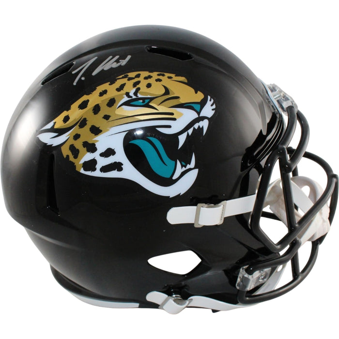 Travis Hunter Signed Jacksonville Jaguars Full-Size Helmet – Beckett Witness Authenticated-Powers Sports Memorabilia