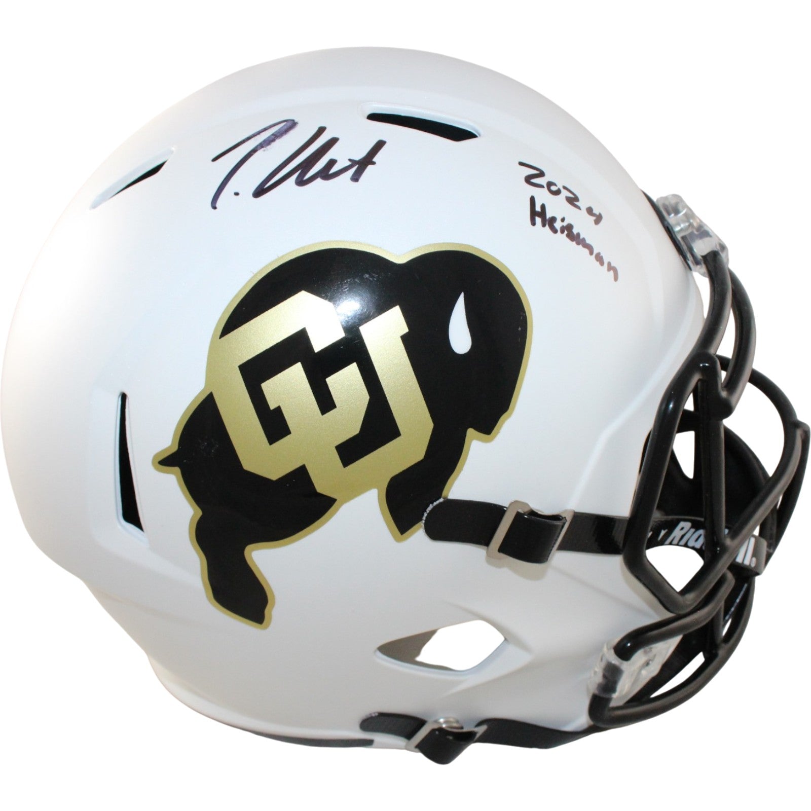 Travis Hunter Colorado Buffaloes Signed Full Size Helmet - F/S Heisman AS IS Beckett W Beckett-Powers Sports Memorabilia