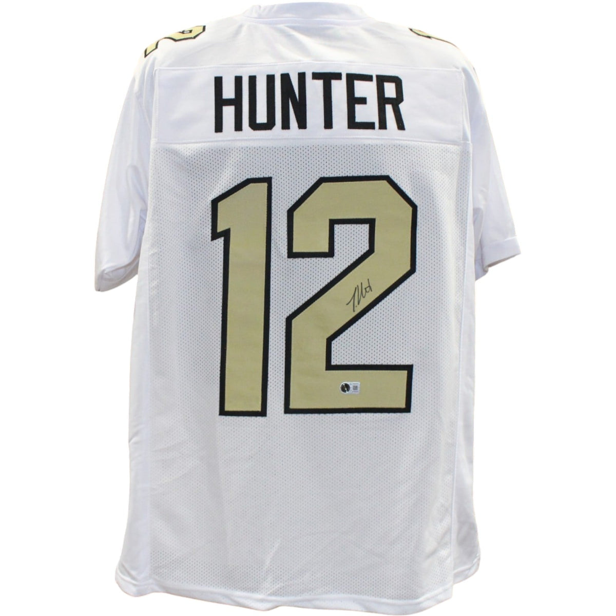 Travis Hunter Signed College Style Size XL White Jersey – Beckett Witness Authenticated-Powers Sports Memorabilia
