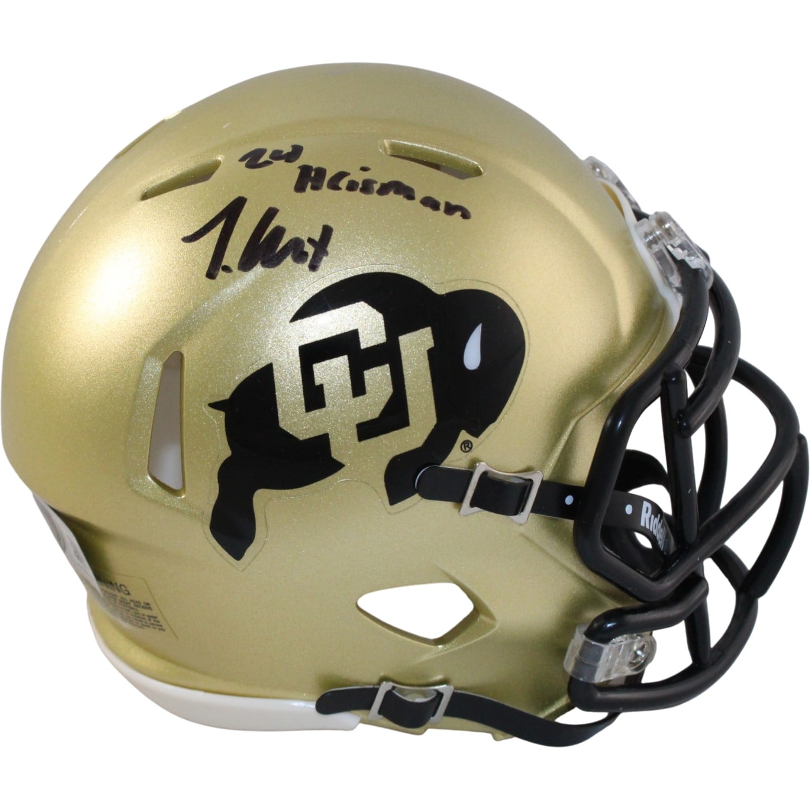 Travis Hunter Signed Colorado Buffaloes Mini Helmet Heisman Beckett W-Powers Sports Memorabilia
