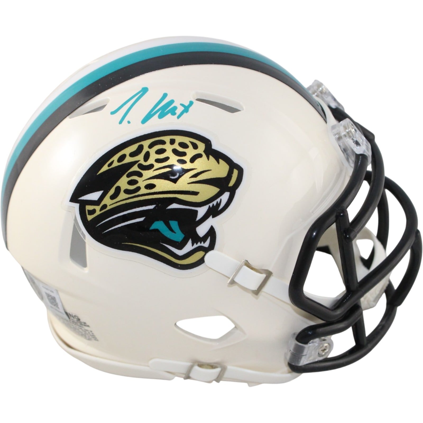 Travis Hunter Signed Jacksonville Jaguars Retro Mini Helmet Beckett W-Powers Sports Memorabilia