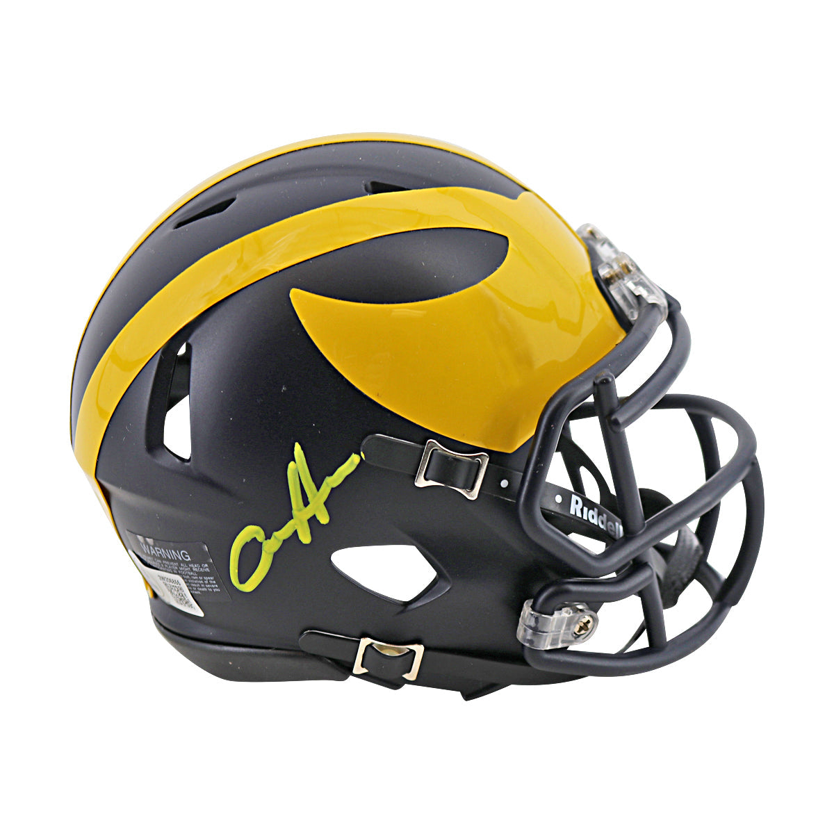 Aidan Hutchinson Michigan Signed Riddell Replica Speed Mini Helmet (Beckett Auth)-Powers Sports Memorabilia