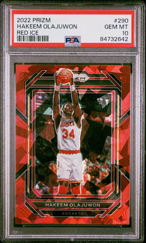 Hakeem Olajuwon 2022 Panini Prizm Red Ice Basketball Card #290 Graded PSA 10-Powers Sports Memorabilia