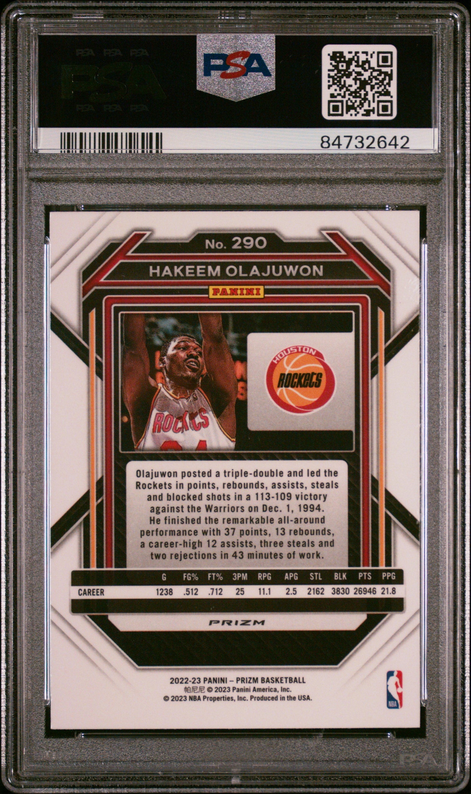 Hakeem Olajuwon 2022 Panini Prizm Red Ice Basketball Card #290 Graded PSA 10-Powers Sports Memorabilia