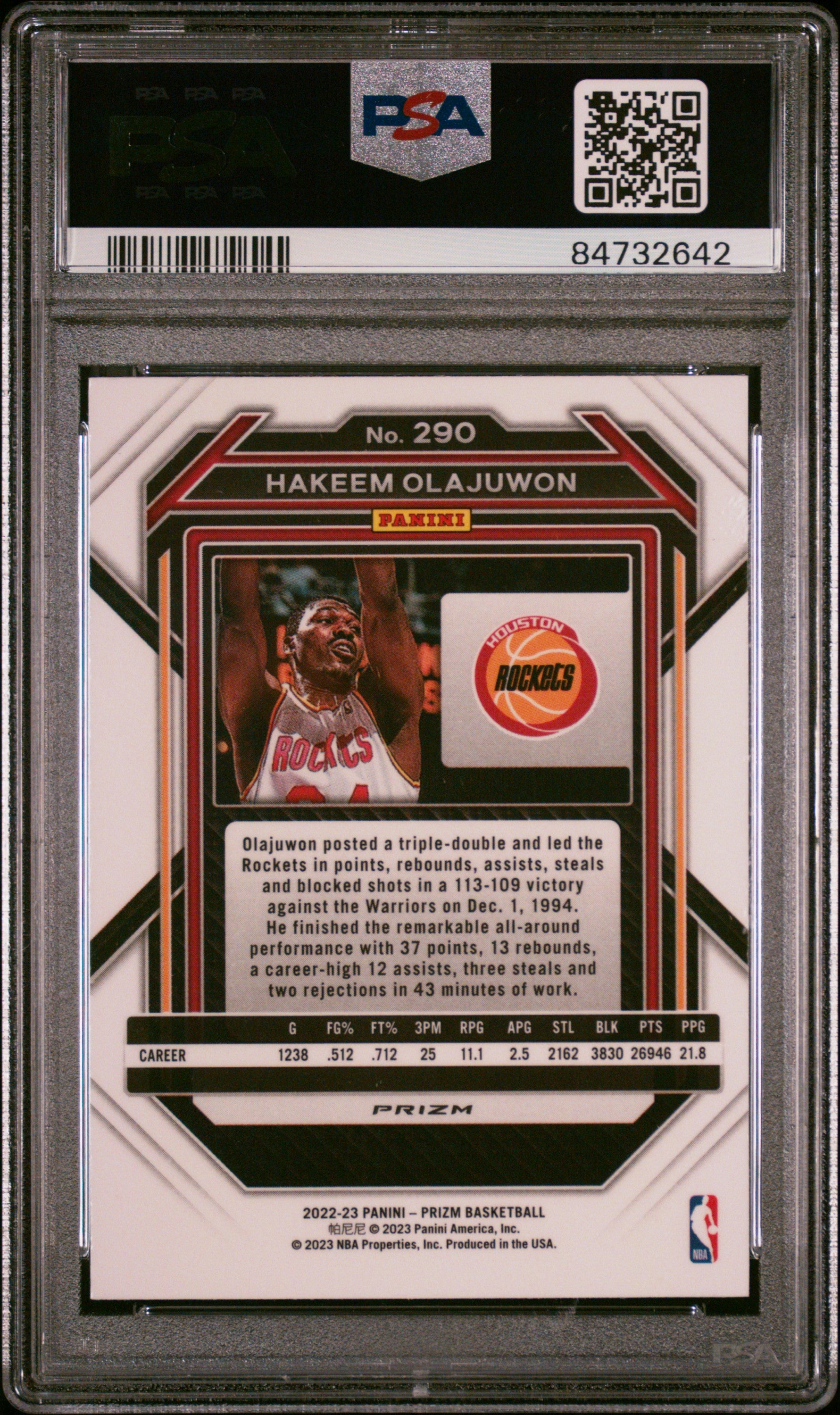 Hakeem Olajuwon 2022 Panini Prizm Red Ice Basketball Card #290 Graded PSA 10-Powers Sports Memorabilia