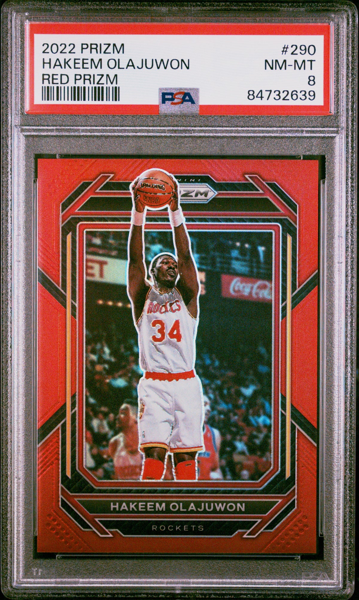 Hakeem Olajuwon 2022 Panini Prizm Red Basketball Card #290 Graded PSA 8-Powers Sports Memorabilia