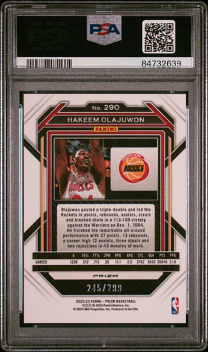 Hakeem Olajuwon 2022 Panini Prizm Red Basketball Card #290 Graded PSA 8-Powers Sports Memorabilia