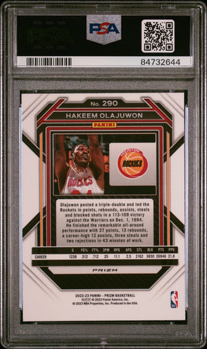 Hakeem Olajuwon 2022 Panini Prizm Red Ice Basketball Card #290 Graded PSA 8-Powers Sports Memorabilia