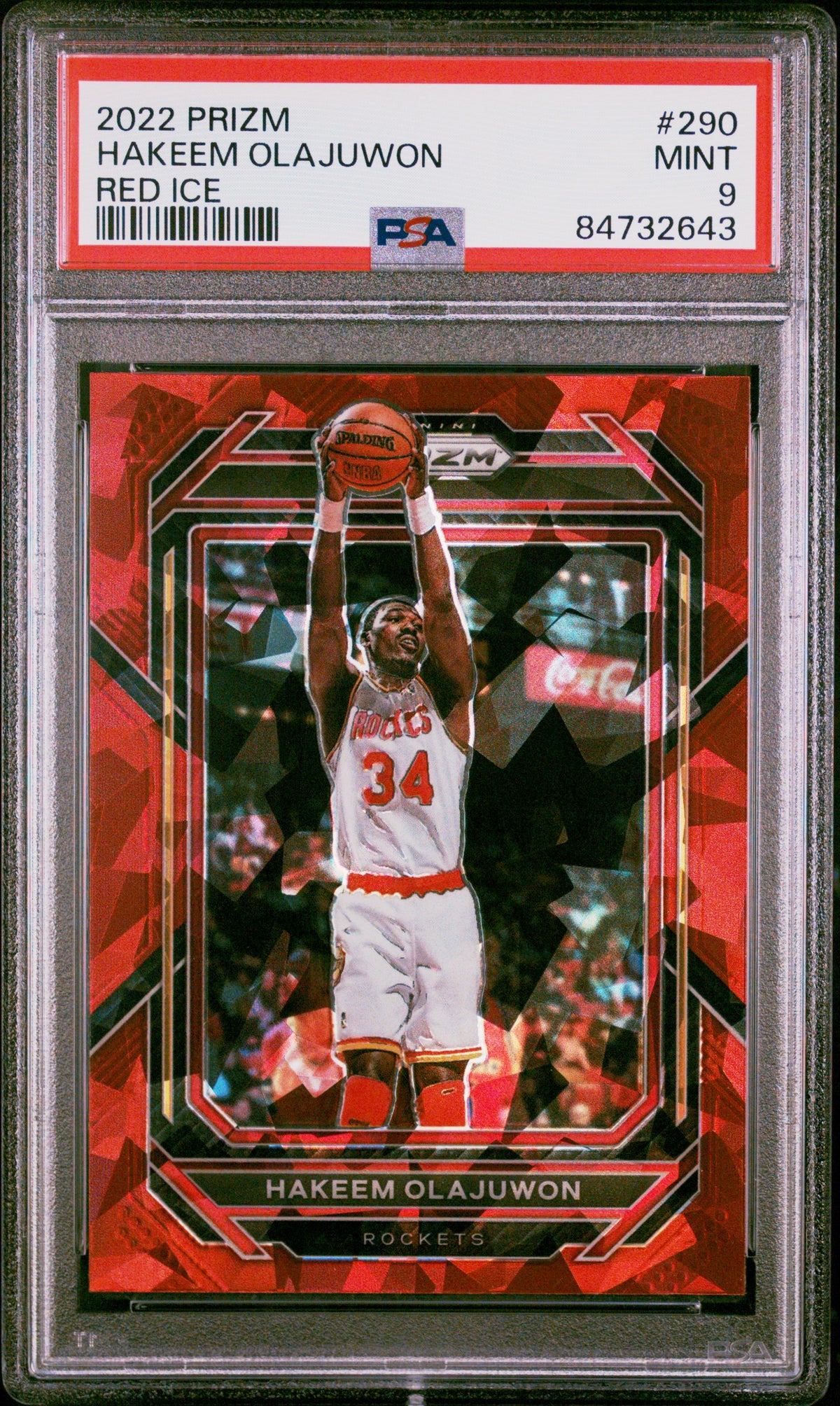 Hakeem Olajuwon 2022 Panini Prizm Red Ice Basketball Card #290 Graded PSA 9-Powers Sports Memorabilia