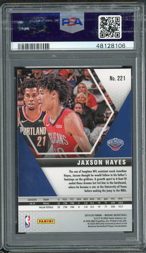 Jaxson Hayes 2019 Panini Mosaic Basketball Rookie Card RC #221 Graded PSA 10 GEM MINT-Powers Sports Memorabilia