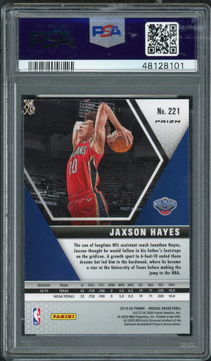 Jaxson Hayes Pelicans 2019 Panini Mosaic Fast Break Silver Prizm Basketball Rookie Card RC #221 Graded PSA 9 MINT-Powers Sports Memorabilia