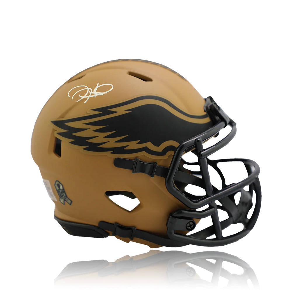 Jalen Hurts Philadelphia Eagles Signed Full-Size 2023 Salute to Service Speed Helmet-Powers Sports Memorabilia