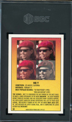 ICE-T 1991 Premier Rap Pack Card #50 Graded SGC 9-Powers Sports Memorabilia