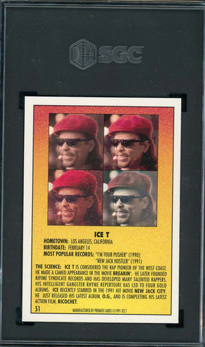 ICE-T 1991 Premier Rap Pack Card #51 Graded SGC 9-Powers Sports Memorabilia
