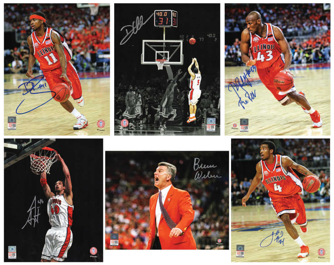 2005 Illinois Fighting Illini Basketball Autographed Individual Illinois Basketball 8x10 Photo (Set of 6 Photos)-Powers Sports Memorabilia