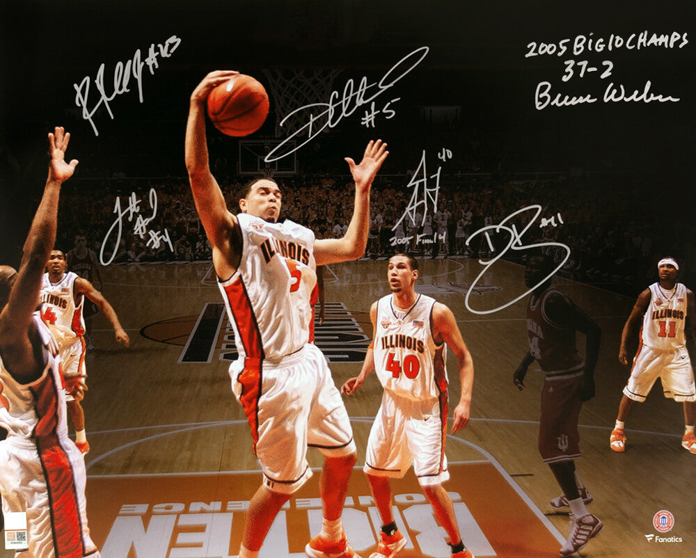 2005 Illinois Fighting Illini Team Autographed Basketball Starting Five-Powers Sports Memorabilia