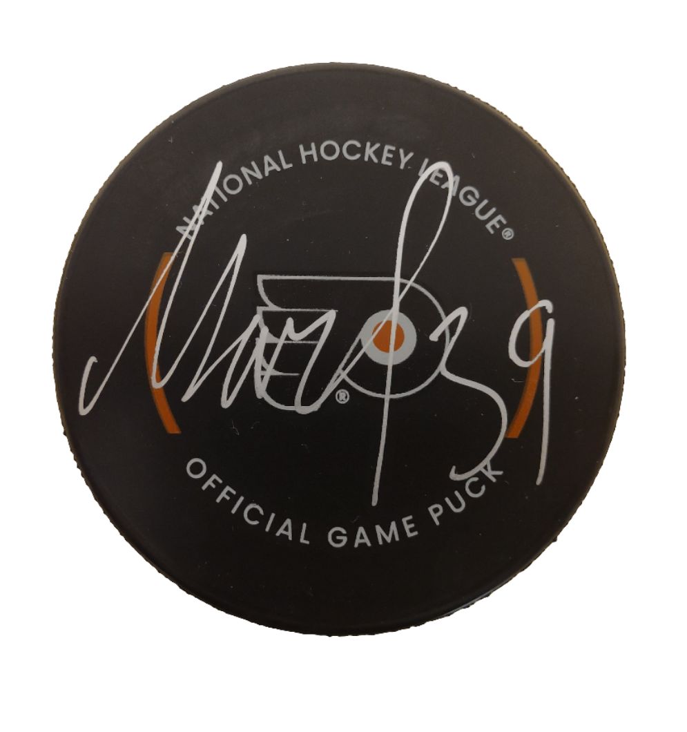 Matvei Michkov Philadelphia Flyers Signed Official Game Puck - Silver Signature-Powers Sports Memorabilia