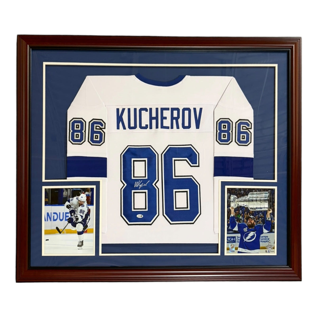 Autographed Nikita Kucherov Tampa Bay (White #86) Deluxe Framed Jersey - JSA-Powers Sports Memorabilia